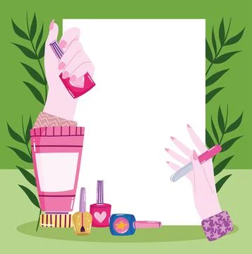 Manicure with hands and tools Stock Illustration