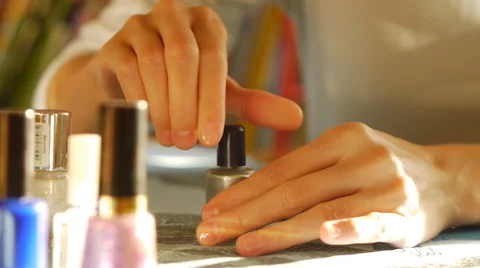 Manicure at home Stock Footage 61398436