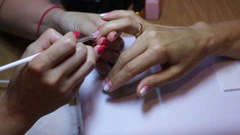 Manicure master creating a gradient with a brush 2 Stock Footage 111667761