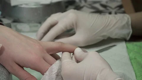 Manicure master cutting the cuticula Stock Footage 73439984