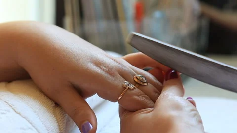 Manicure master doing her work Stock Footage 144510225