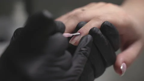The manicure master makes nails Stock Footage 197966938