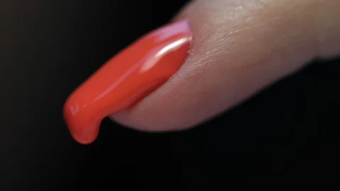 Manicure nail paint. Master applies gel polish on nails  in manicure salon. Stock Footage 124091682