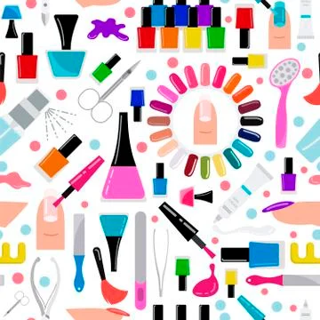 Manicure, nail salon. Seamless pattern Stock Illustration