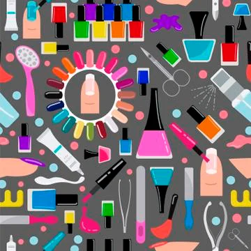 Manicure, nail salon. Seamless pattern Stock Illustration