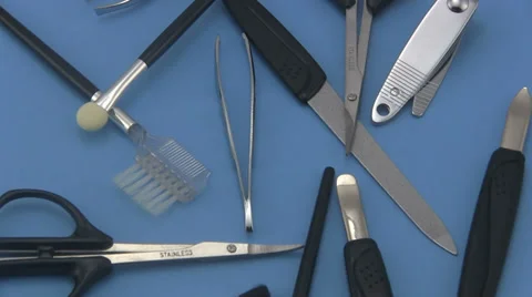 Manicure or pedicure set on a blue background. Stock-Footage 39615560