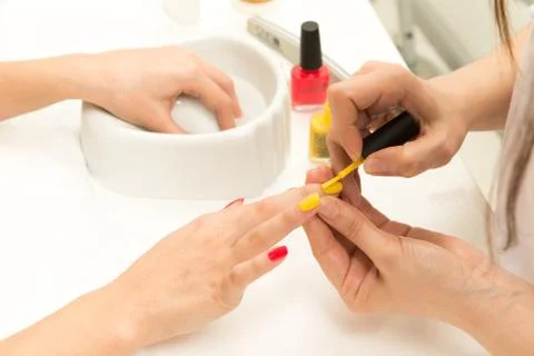 Manicure process closeup Stock-Fotos