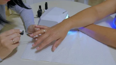Manicure process concept. UV, Led lamp Stock Footage 83115753