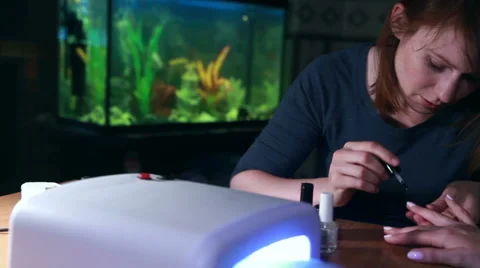 Manicure Process. Nail Polish Applying to Hand Stock Footage 65419884