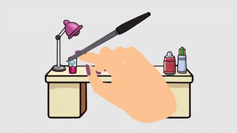 Manicure process at the table, Nail salon animation, Cartoon Stock Footage 344638025