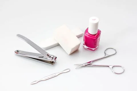 Manicure Prodcuts on a White Background 库存照片