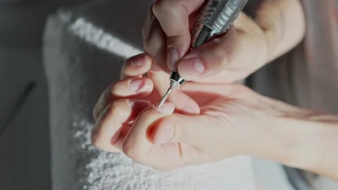 Manicure removing cuticles with a milling machine Stock Footage 201485676