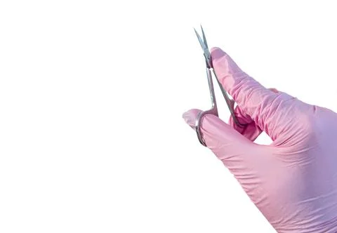 Manicure scissors cuticle tool for nails salon glove hygiene sterile isolat.. Stock-Fotos