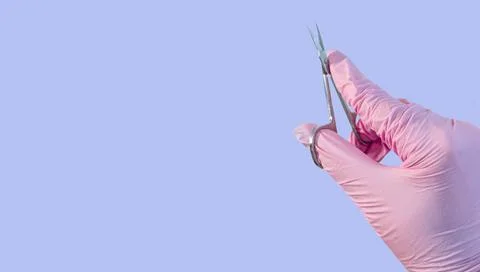 Manicure scissors cuticle tool for nails salon hygiene sterile glove copysp.. 스톡 사진