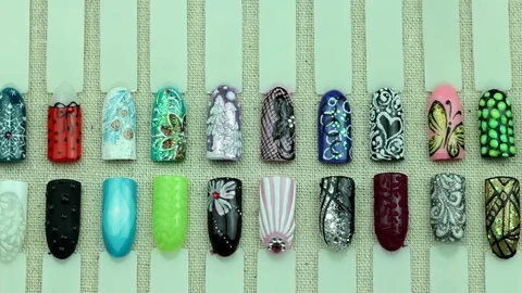 Manicure set examples slider view Stock Footage 76185884