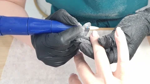 Manicure shellac gel polish removing 스톡 동영상 219810511