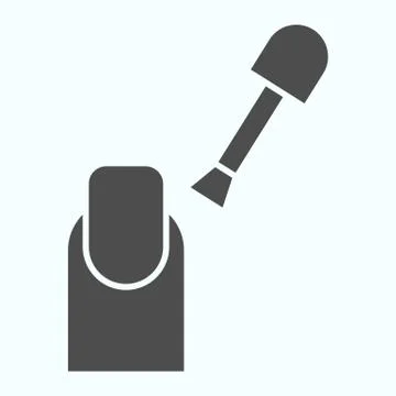 Manicure solid icon. Manicure a finger with brush vector illustration isolated Illustrazione stock