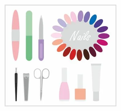 Manicure tools and accessories. Stock Illustration