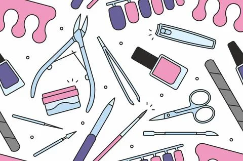 Manicure tools seamless pattern Illustrazione stock