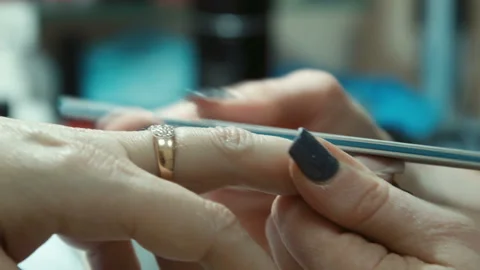 Manicure treatment nail polish process Stock Footage 100540094