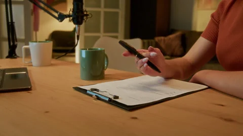 Manicured Female Hand Writing Script Stock Footage 310395814