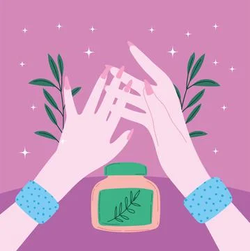 Manicured hands with cream Stock Illustration