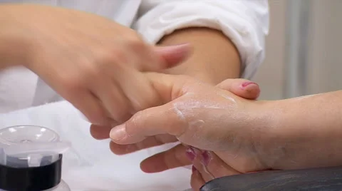 Manicurist Hands Doing Hand Massage With Cream Stock Footage 59576458