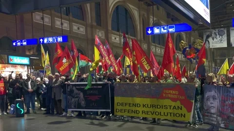 Manifestation against Turkish attacks on Rojava Syria Zurich, Switzerland 102424 Stock Footage 289339140