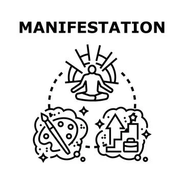 Manifestation process connecting mind, creativity, and success Stock Illustration