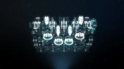 Manifestation Of Virtual Engine Created With Cyberspace Code On Dark Background Stock Footage 304716476