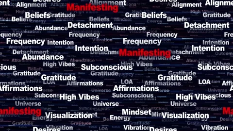 MANIFESTING Seamless Endless Keywords Animation, Background, Loop 库存影片 332980331
