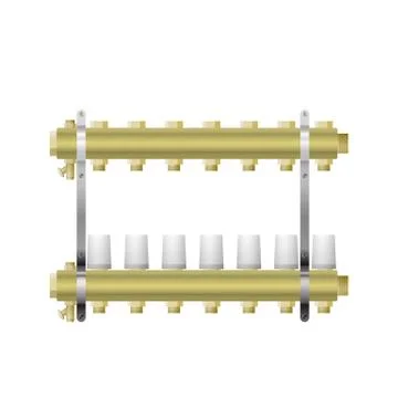 Manifold for heating with servomotor. Illustrazione stock