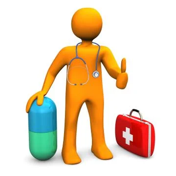 Manikin doc pill Stock Illustration