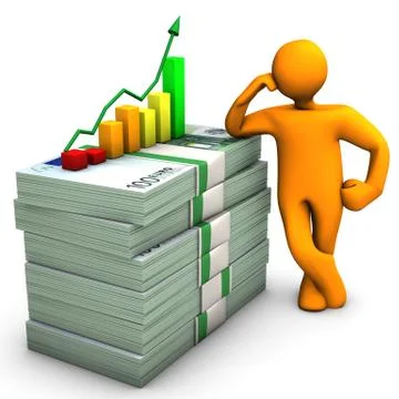 Manikin euro notes chart Stock Illustration