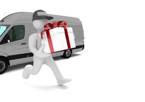Manikin Gift Delivery Van Stock Illustration