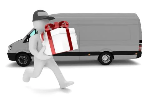 Manikin Gift Delivery Van Illustrazione stock