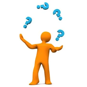 Manikin juggler question marks Stock Illustration