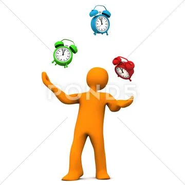 Manikin juggling alarmer, Stock Illustration