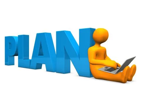 Manikin laptop plan Stock Illustration