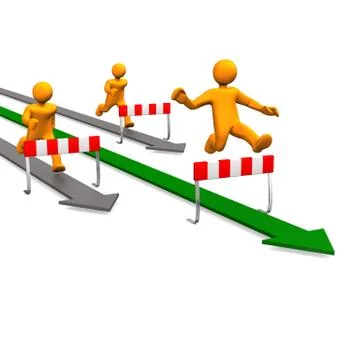 Manikins steeplechase arrows Stock Illustration