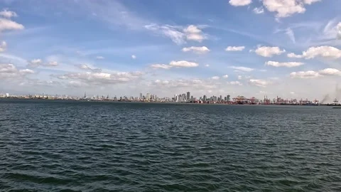 Manila Bay with Port Terminal and Contai... | Stock Video | Pond5