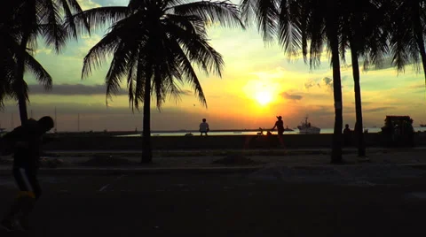 Manila bay sundown Stock Footage 35044970