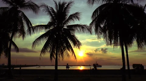 Manila bay sunset Stock Footage 35046662