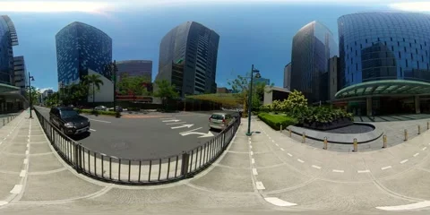 Manila, the capital of the Philippines with skyscrapers. Virtual Reality 360 Stock Footage 201989184