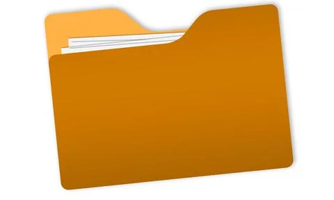 Manila file folder filled with papers isolated on white Illustrazione stock