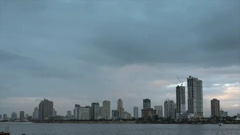 Manila harbor sunset time lapse Vidéo 122631391