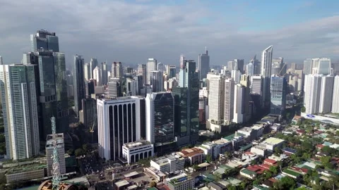 Manila, Philippines cityscape. Elevated view of Makati. Aerial view Stock Footage 303669029