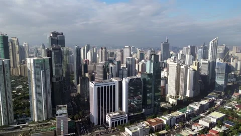 Manila, Philippines cityscape. Elevated view of Makati. Aerial view Stock Footage 303669199