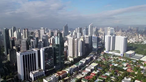 Manila, Philippines cityscape. Elevated view of Makati. Aerial view Stock Footage 303670157