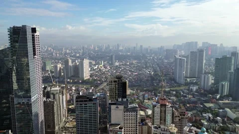 Manila, Philippines cityscape. Elevated view of Makati. Aerial view Stock Footage 303671154
